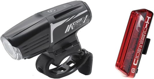 Moon - Meteor X Auto Pro Front Light and Comet X Rear LED Rechargeable Bike Light Set